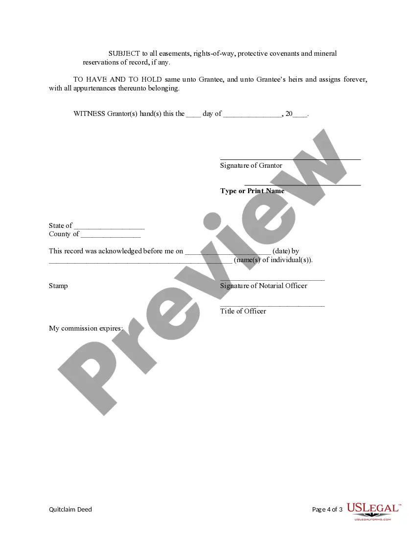 Get Quitclaim Deed from Individual to Individual Preview Quitclaim Deed from Individual to Individual