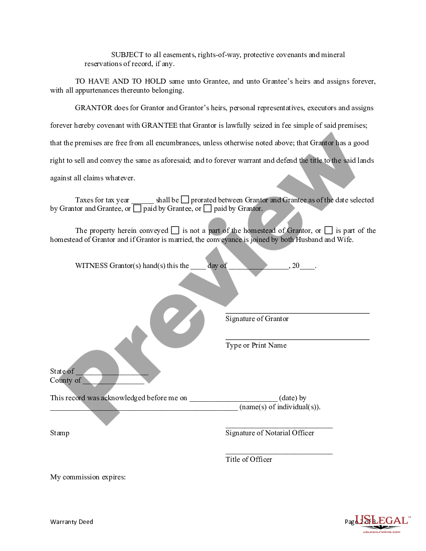 Pennsylvania Warranty Deed from Individual to Individual - Pa Deed | US ...