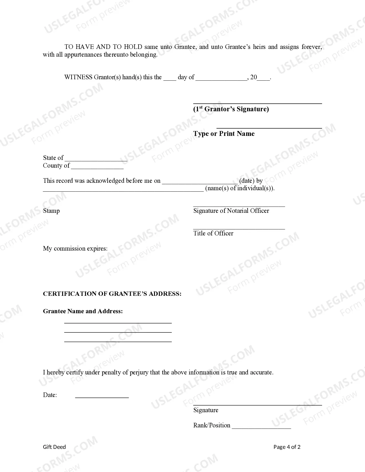 Preview Pennsylvania Gift Deed for Individual to Individual