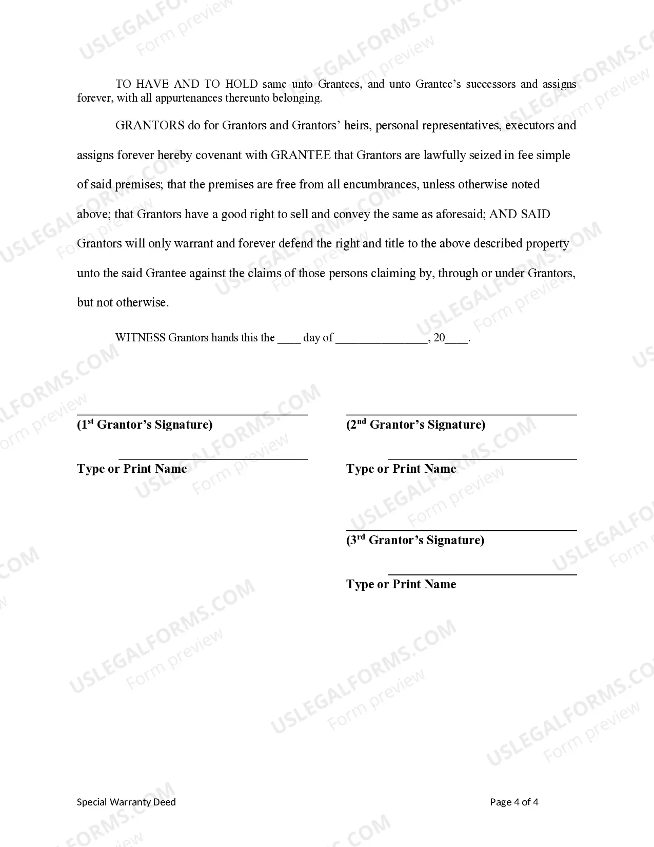 Preview Special Warranty Deed - Three Individuals to Two Individuals