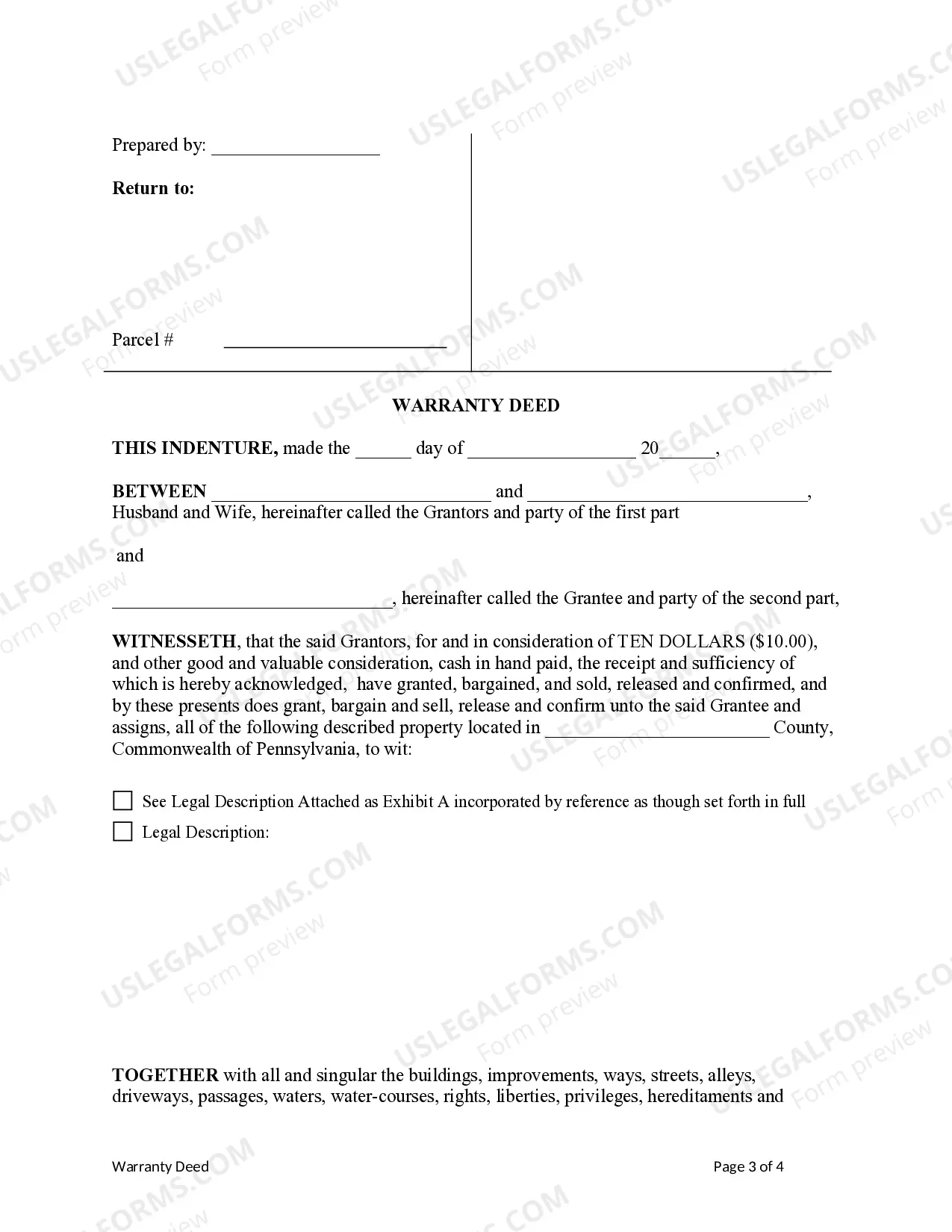 Preview Warranty Deed to Child Reserving a Life Estate in the Parents