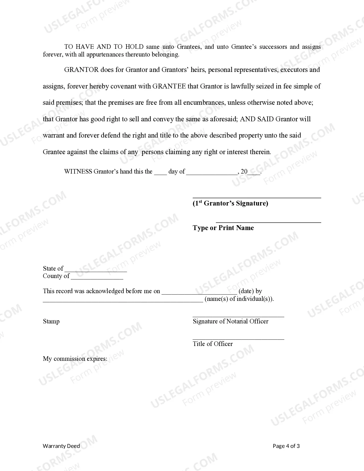 Preview Warranty Deed - Individual to Husband and Wife as Tenants in Common