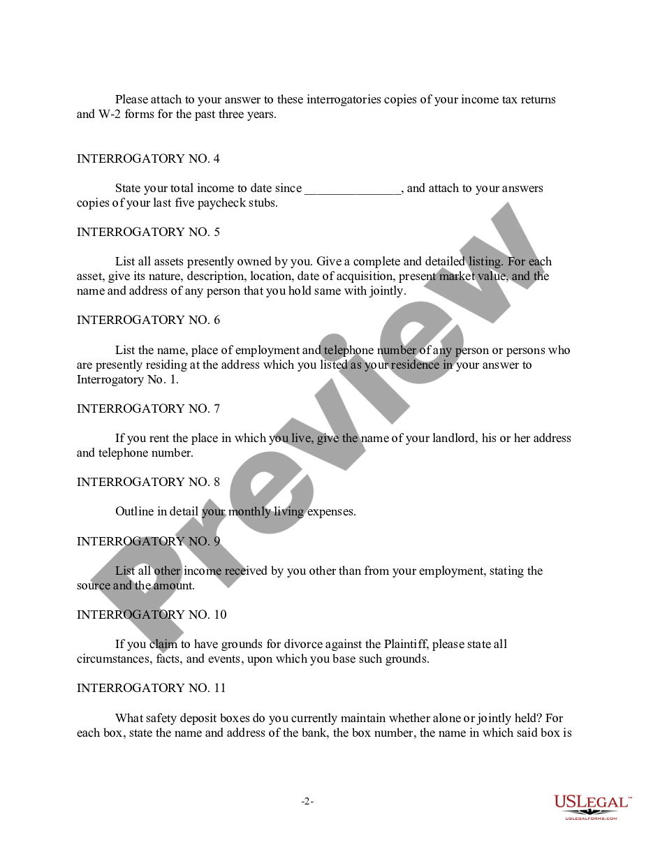 page 1 Discovery Interrogatories from Plaintiff to Defendant with Production Requests preview