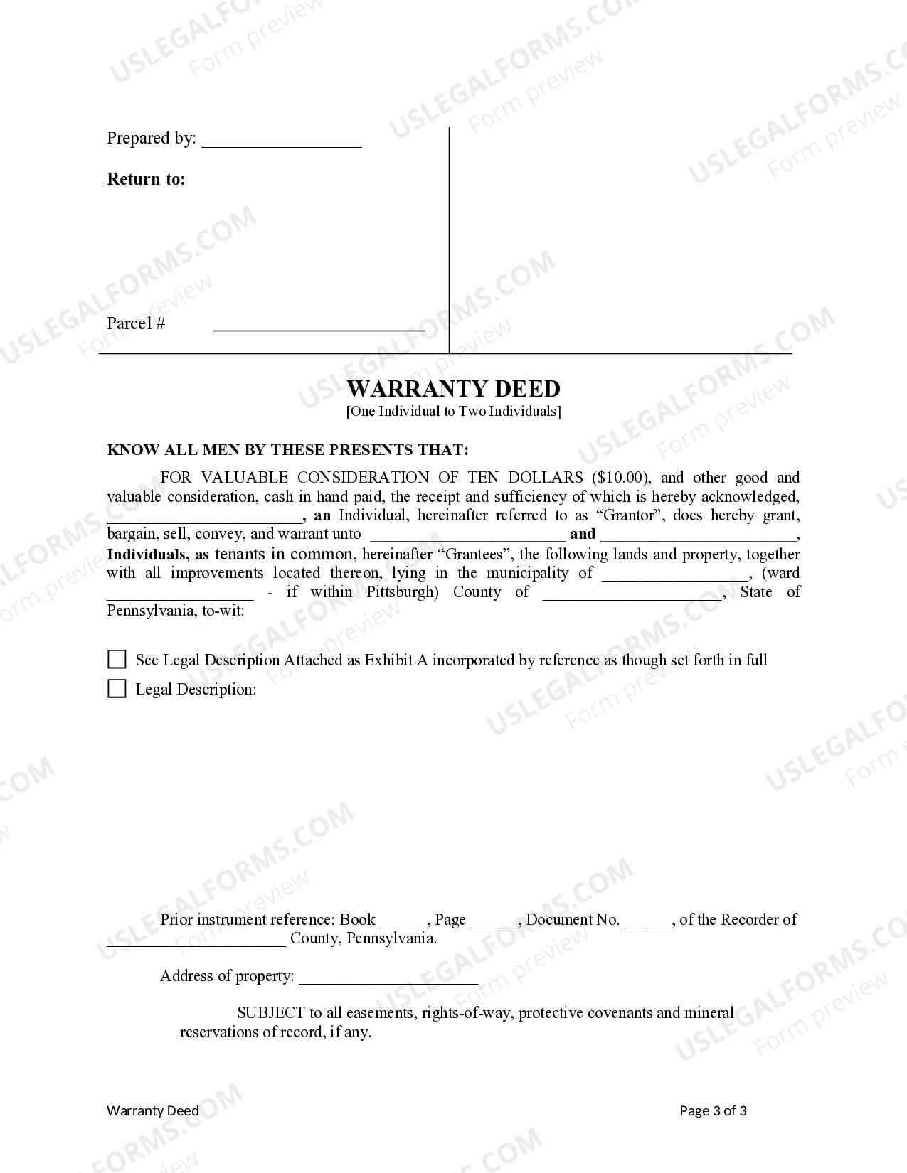 Preview Warranty Deed - One Individual to Two Individuals