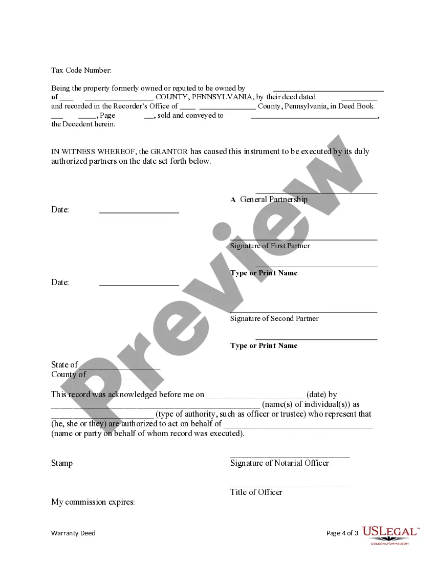 Preview Warranty Deed - Partnership to Three Individuals