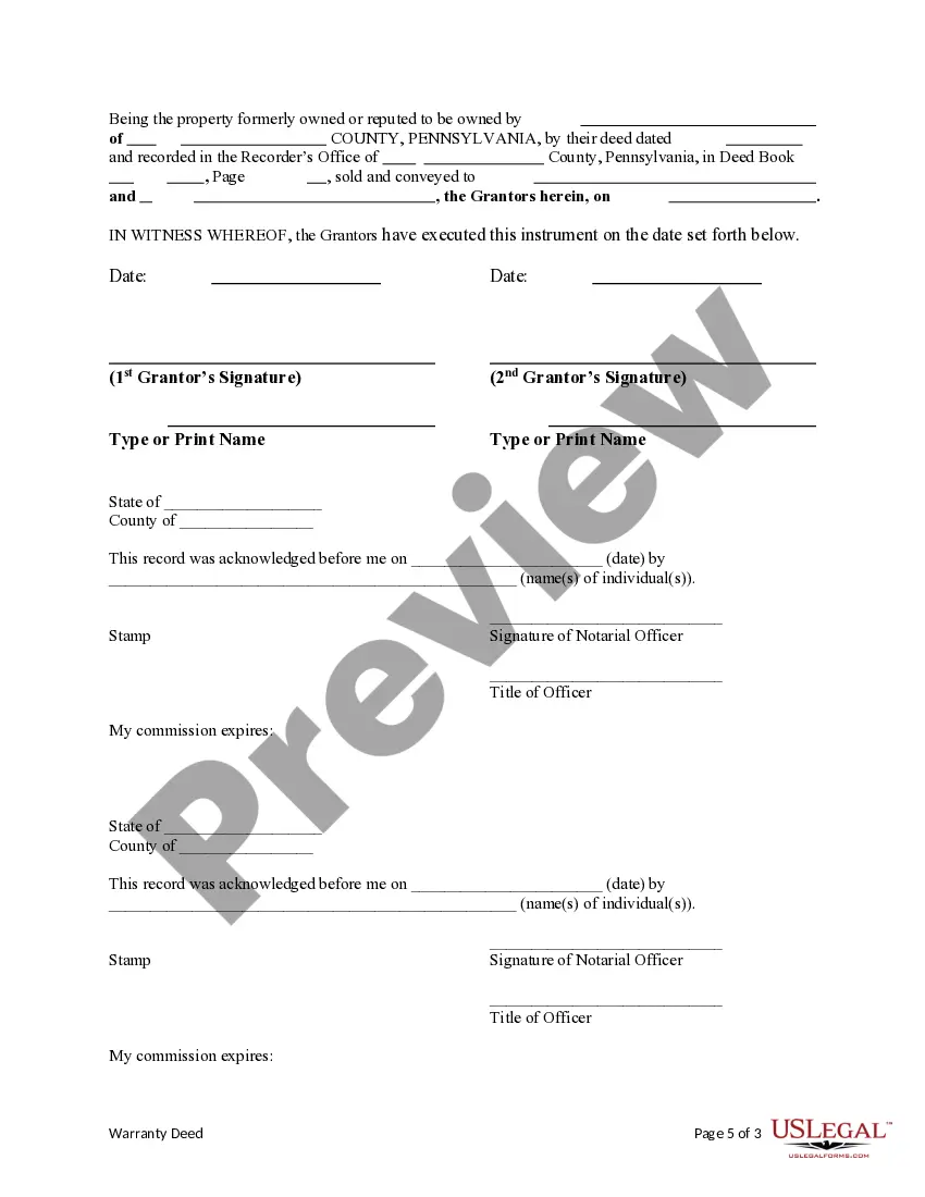 Preview Warranty Deed - Two Individuals to Three Individuals