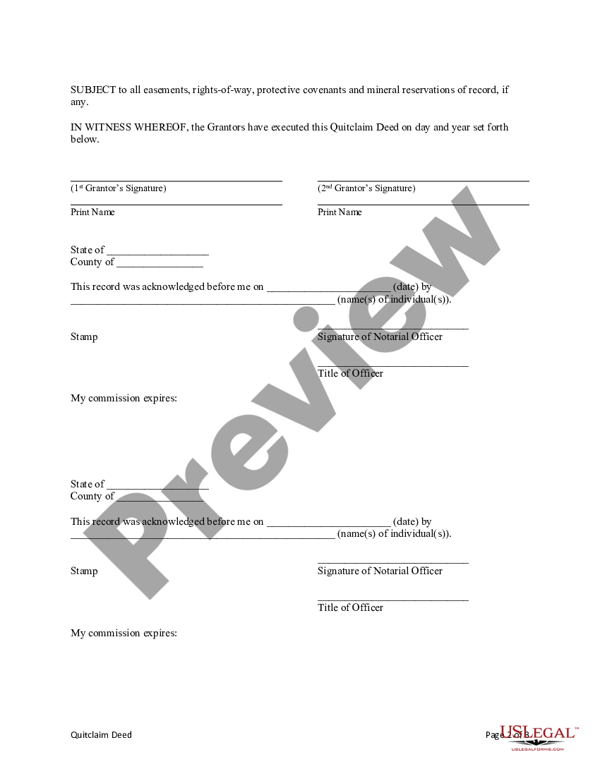 Pennsylvania Quitclaim Deed from Two Individuals / Husband and Wife to ...