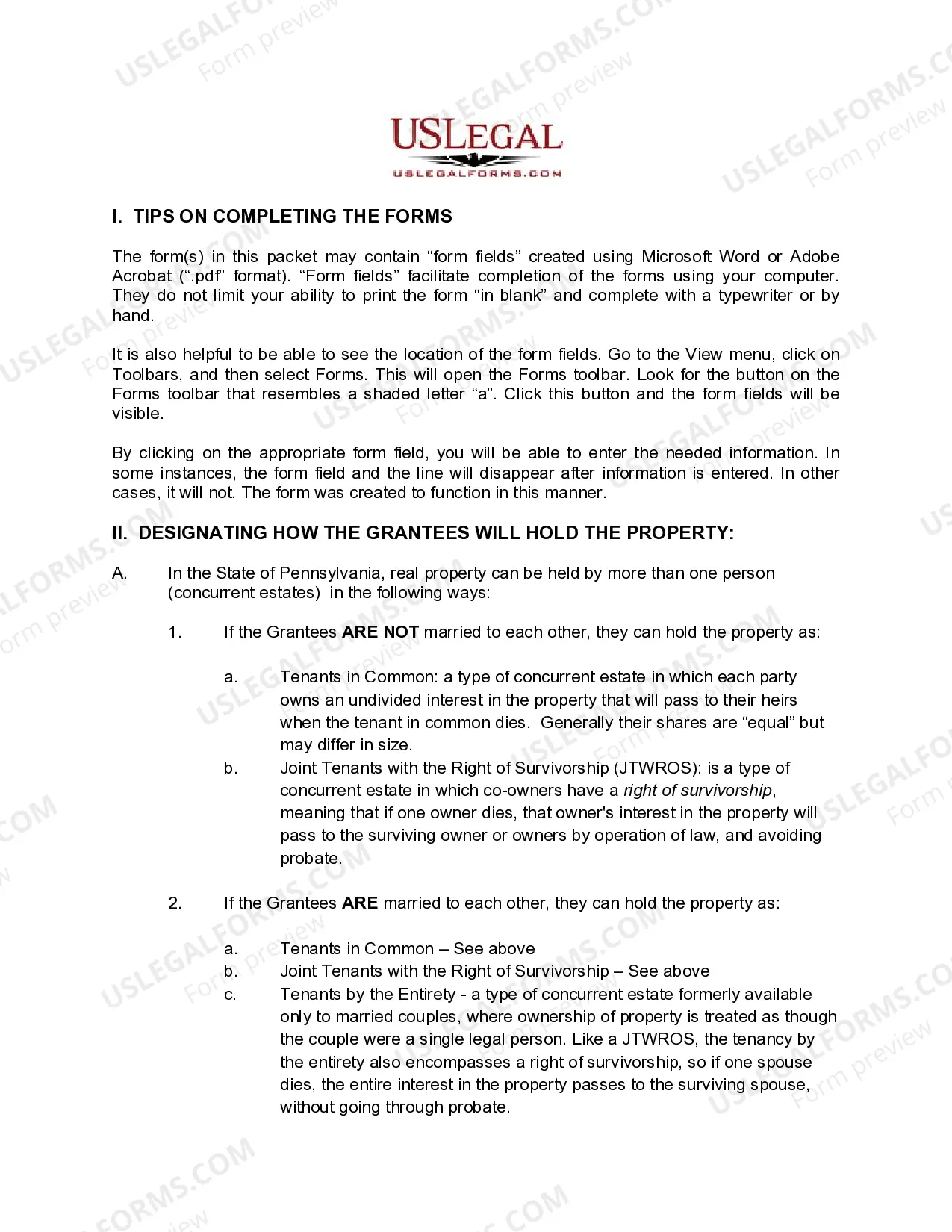 Preview Quitclaim Deed from Two Individuals / Husband and Wife to Five Individuals