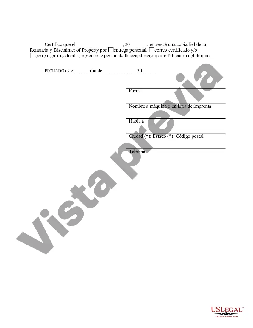 Preview Renuncia y Renuncia de Bienes del Seguro de Vida o Contrato de Renta Vitalicia