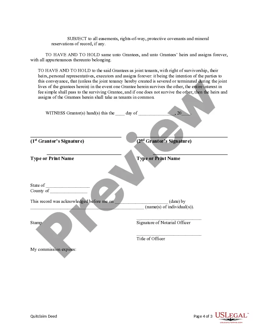 Preview Quitclaim Deed by Two Individuals to Husband and Wife