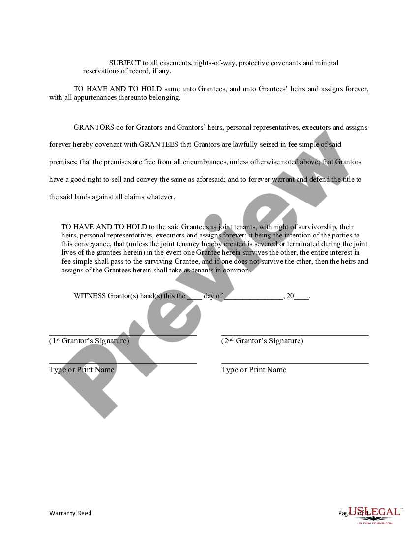 Pennsylvania Warranty Deed From Two Individuals To Husband And Wife 