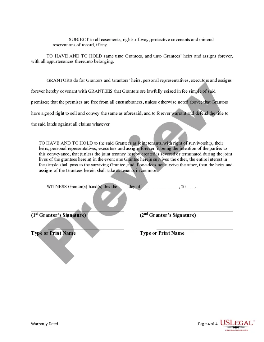 Preview Warranty Deed from two Individuals to Husband and Wife