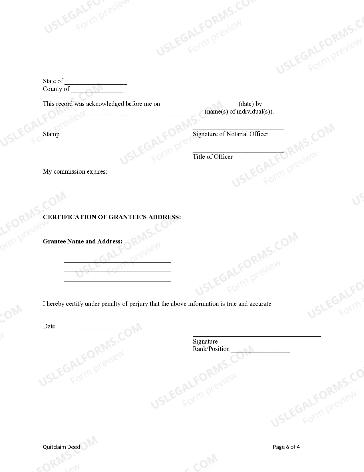 Preview Quitclaim Deed from Five Individuals to a Limited Liability Company