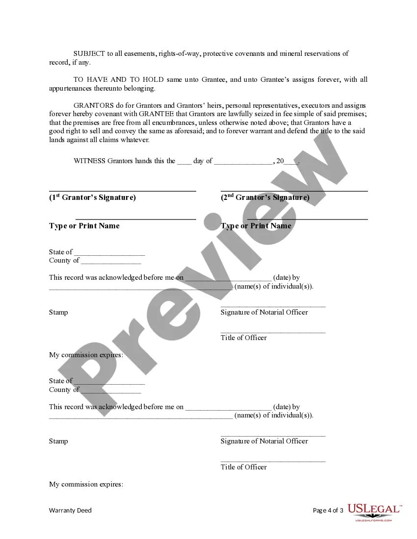 Preview Husband and Wife to a Trust