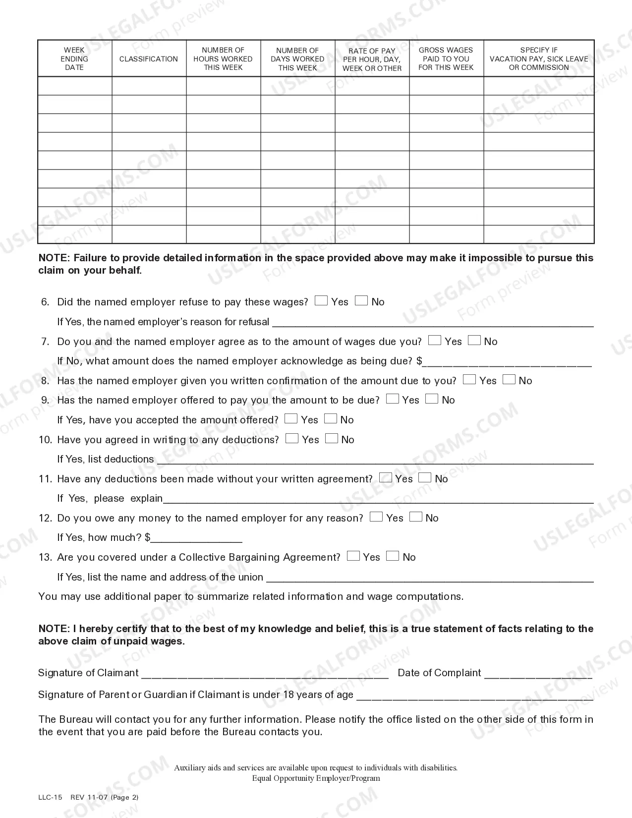 Preview Pennsylvania Prevailing Wage Certificate