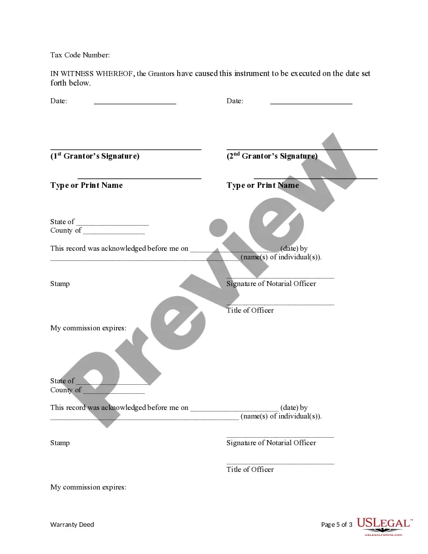 Preview Warranty Deed from Two Individuals to Four Individuals