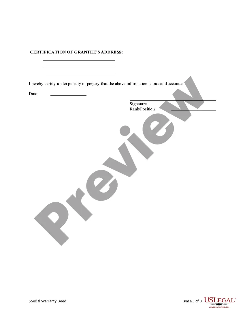 Preview Special Warranty Deed from an Individual to a Corporation with a Reserved Life Estate