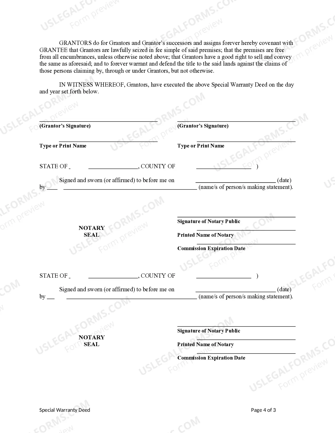 Preview Special Warranty Deed - Two Individuals to One Individual