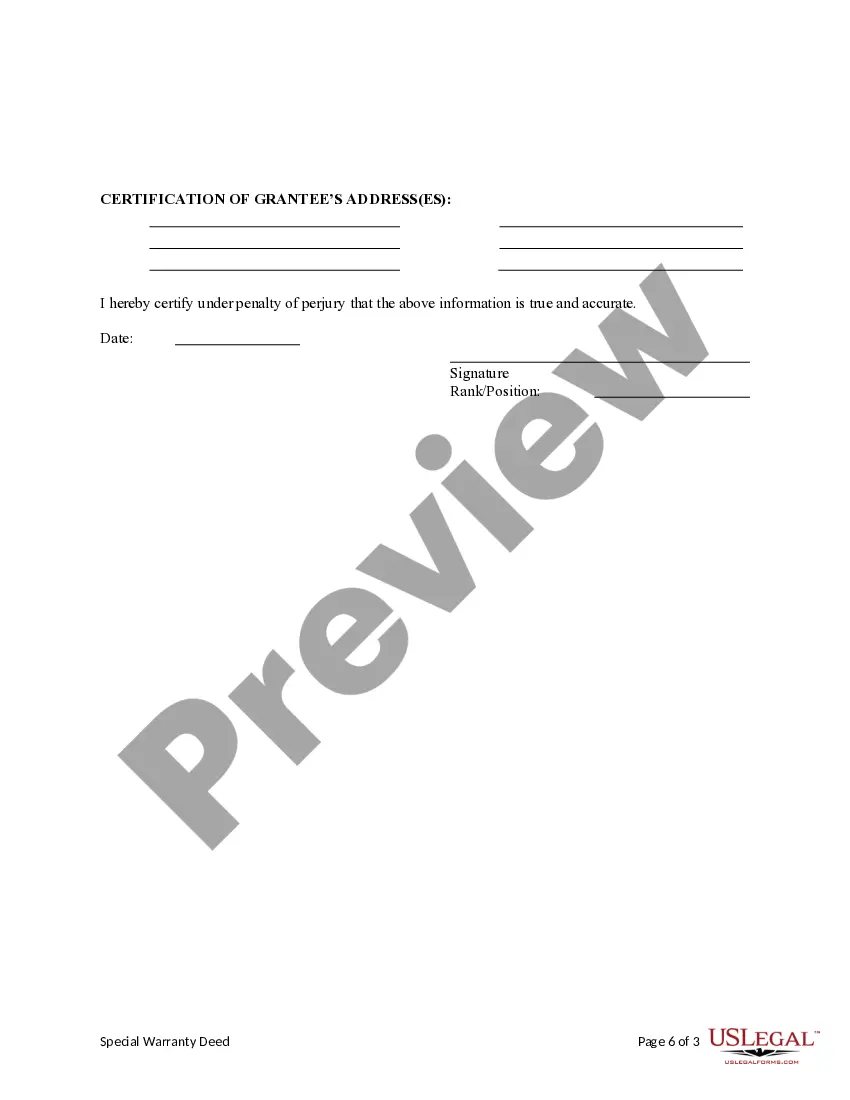 Get Special Warranty Deed from Corp. to Husband and Wife / Two Individuals Preview Special Warranty Deed from Corp. to Husband and Wife / Two Individuals