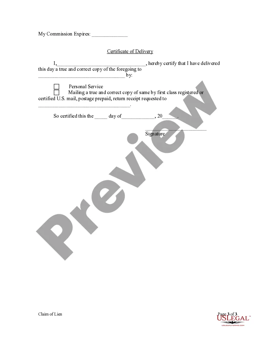 Preview Lien Claim by Corporation