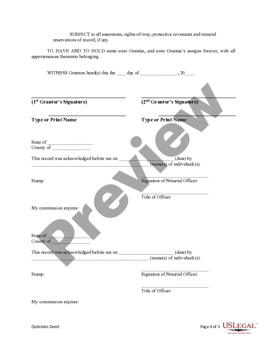 Get Quitclaim Deed by Two Individuals to LLC Preview Quitclaim Deed by Two Individuals to LLC