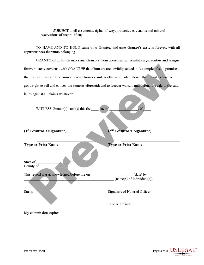 Get Warranty Deed from two Individuals to LLC Preview Warranty Deed from two Individuals to LLC