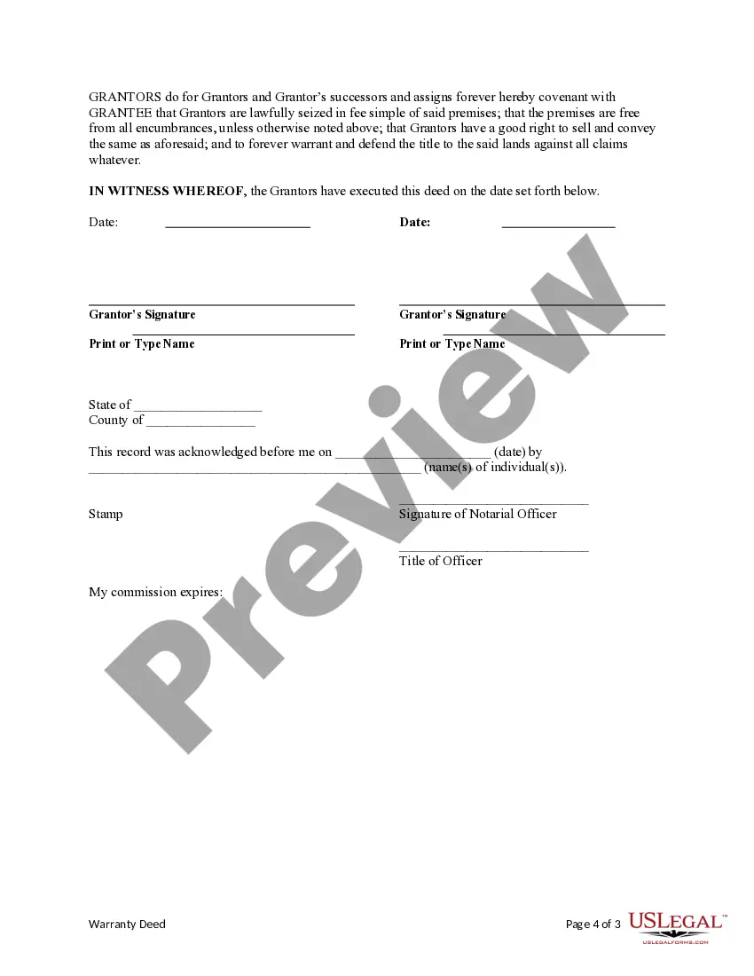 Preview Warranty Deed for a Time-Share from Two Individuals to One Individual