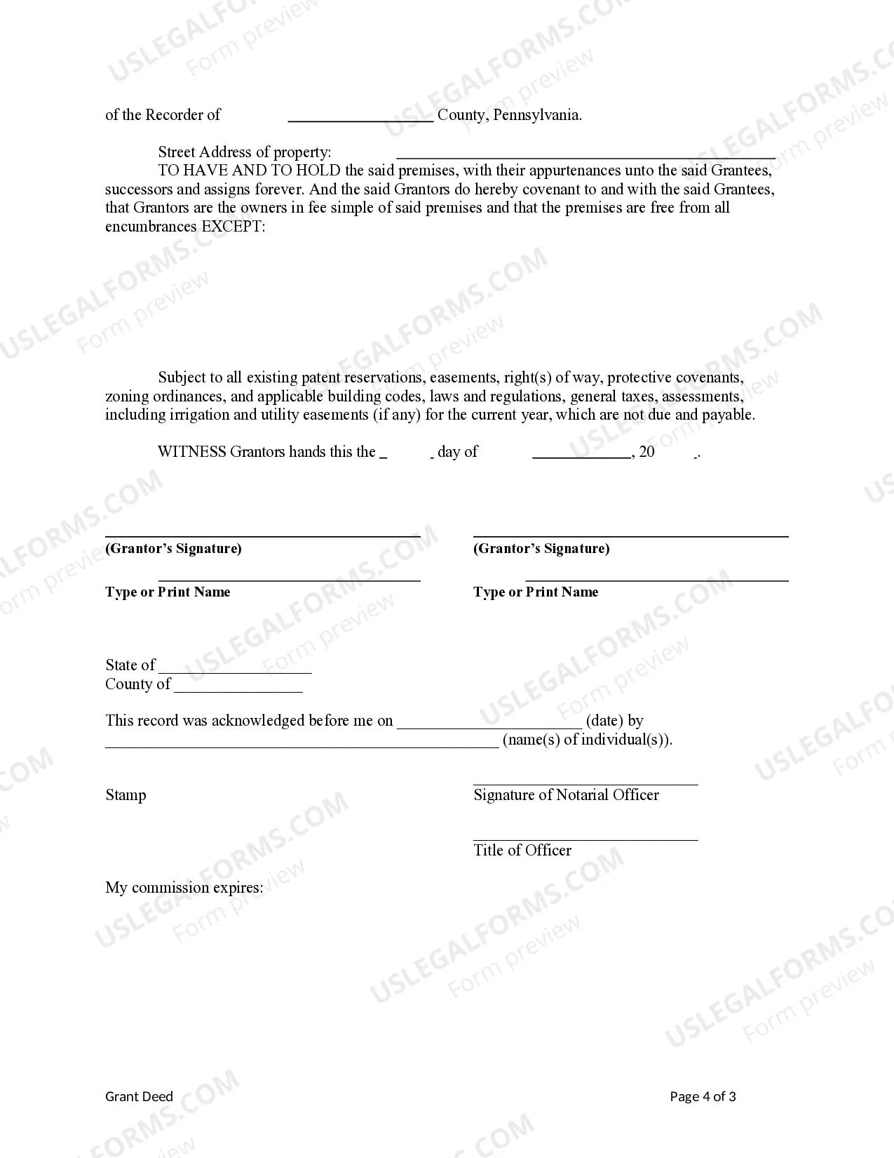 Preview Grant Deed from Husband and Wife, or two Individuals, to a Trust