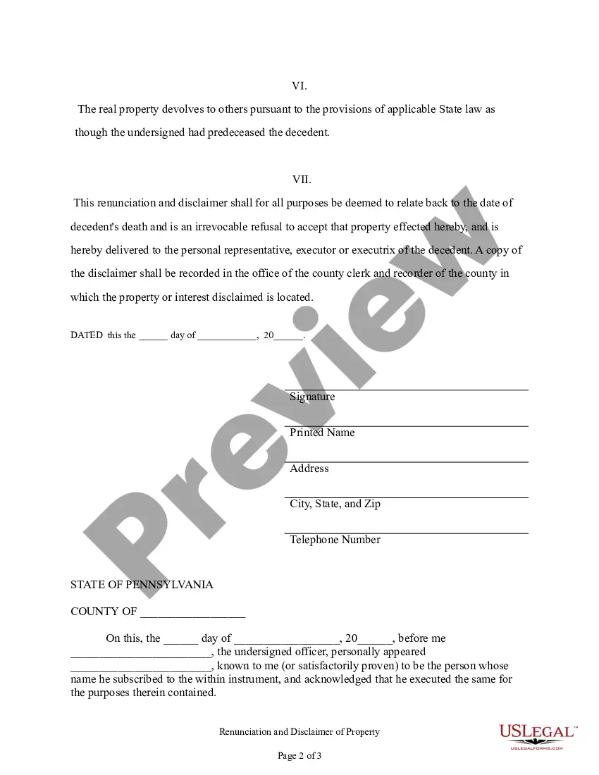 Get Renunciation And Disclaimer of Real Property Interest Preview Renunciation And Disclaimer of Real Property Interest