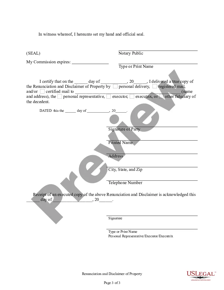 Get Renunciation And Disclaimer of Real Property Interest Preview Renunciation And Disclaimer of Real Property Interest