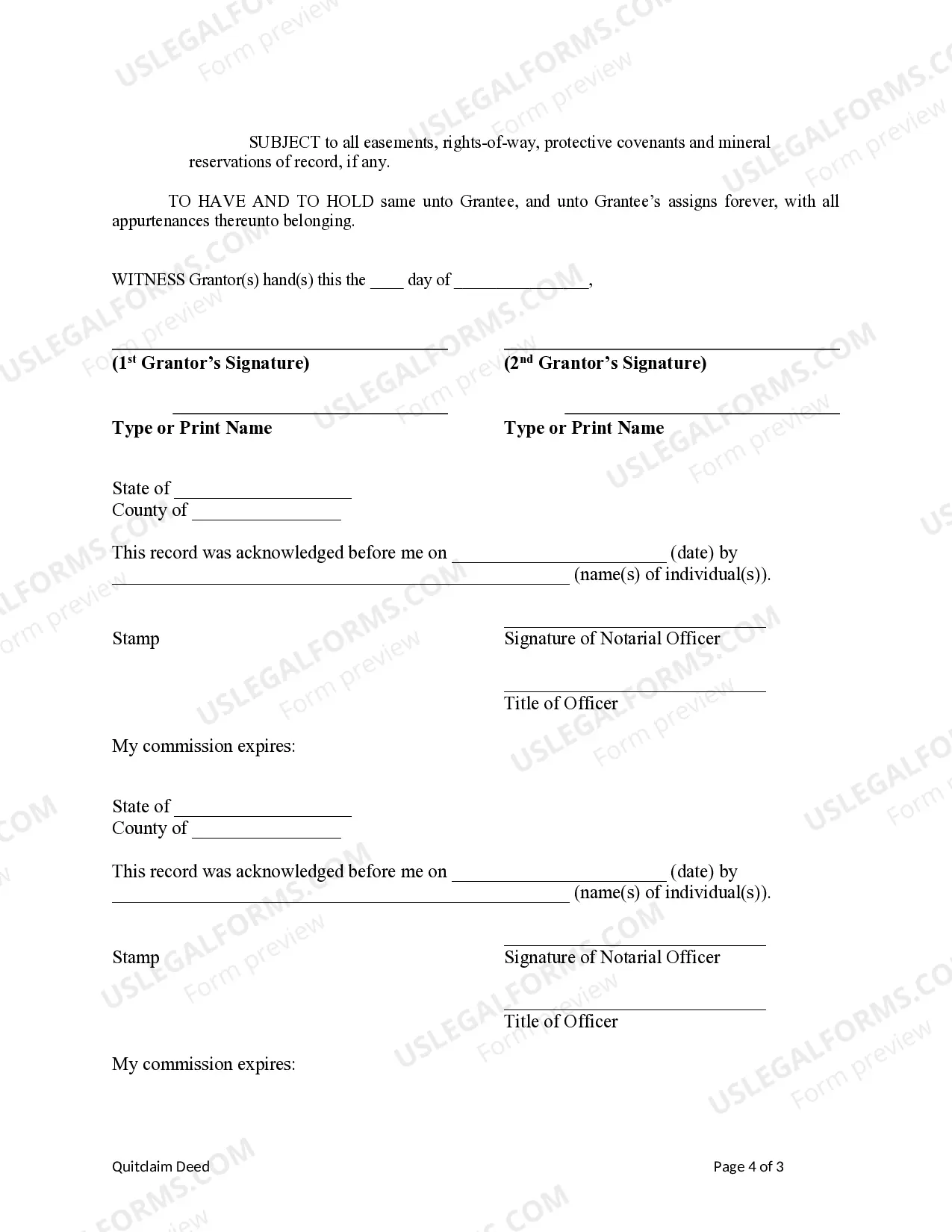Preview Quitclaim Deed by Two Individuals to Corporation