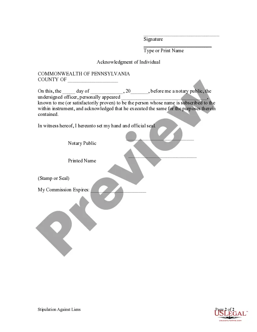 Preview Waiver of Lien by Individual
