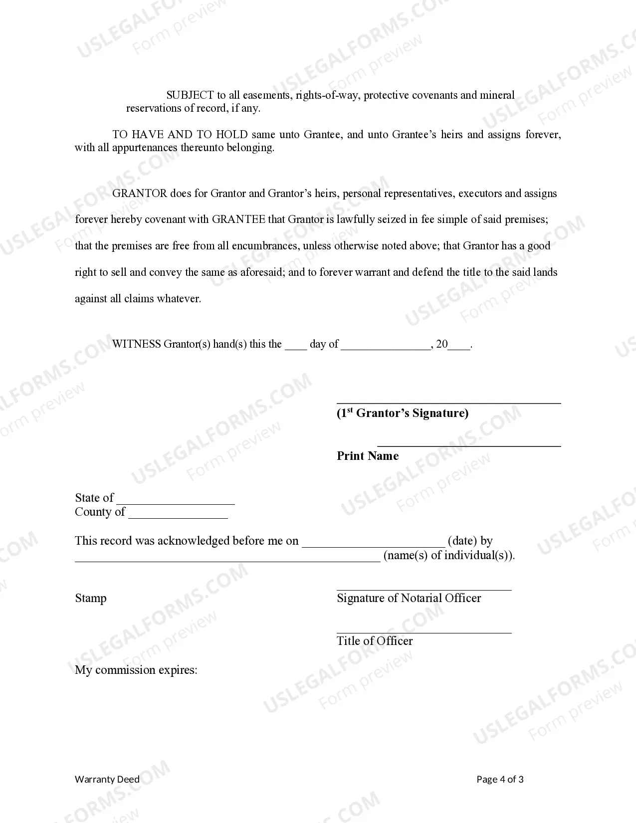 Preview Warranty Deed from Individual to Corporation