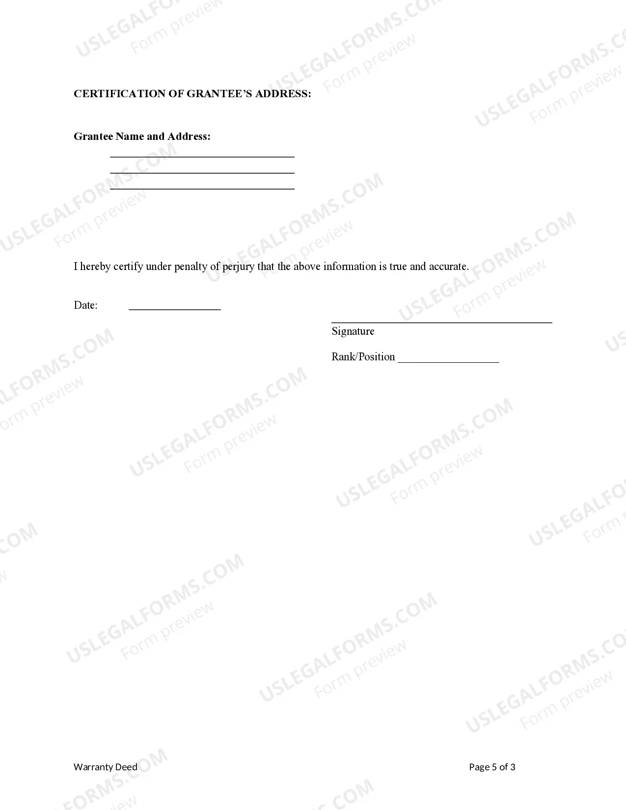 Preview Warranty Deed from Individual to Corporation