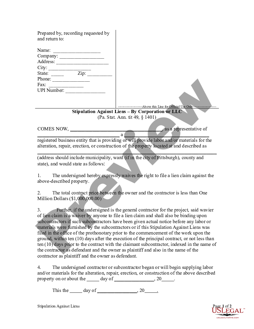 allentown-pennsylvania-waiver-of-lien-by-corporation-or-llc-us-legal-forms