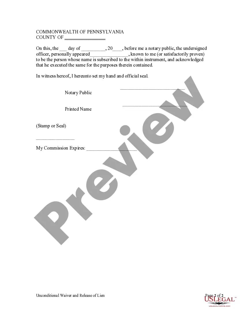Preview Unconditional Waiver and Release of Claim of Lien Upon Progress Payment