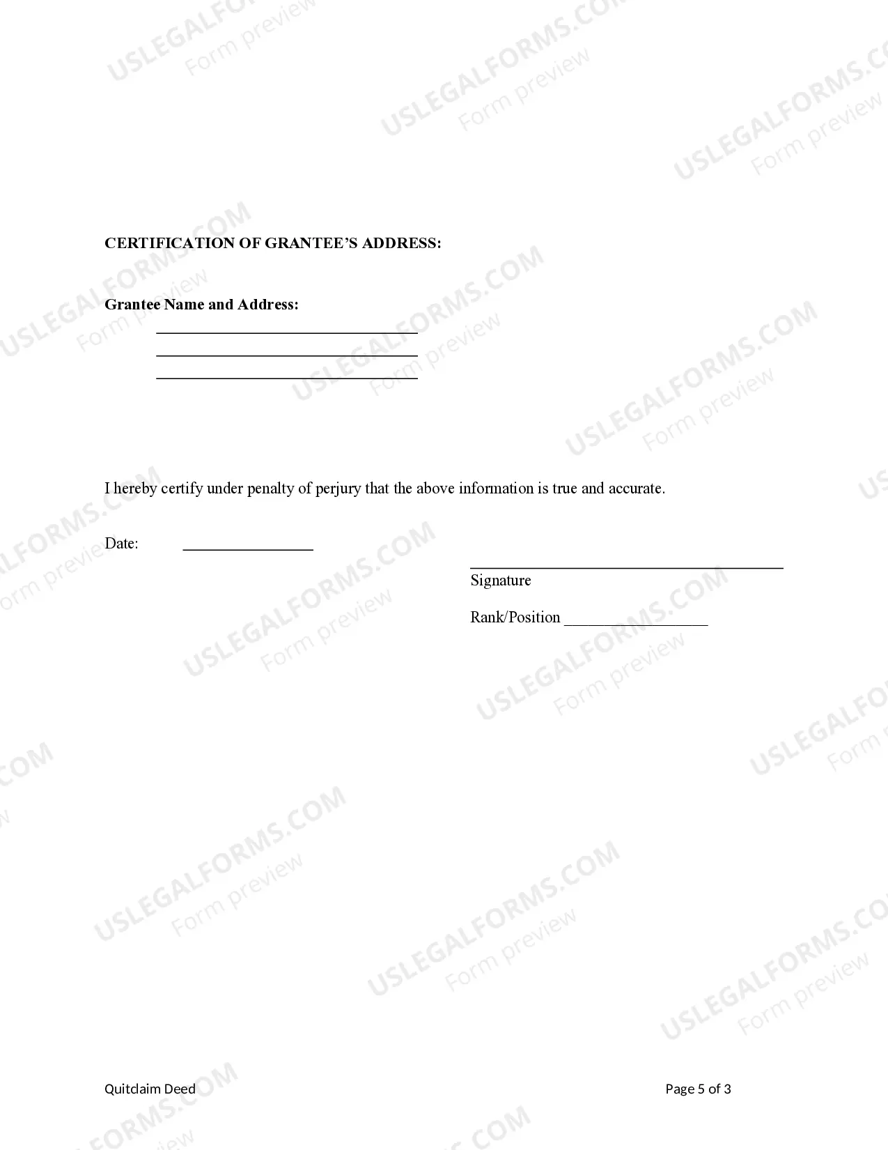 Preview Quitclaim Deed from Husband and Wife to LLC