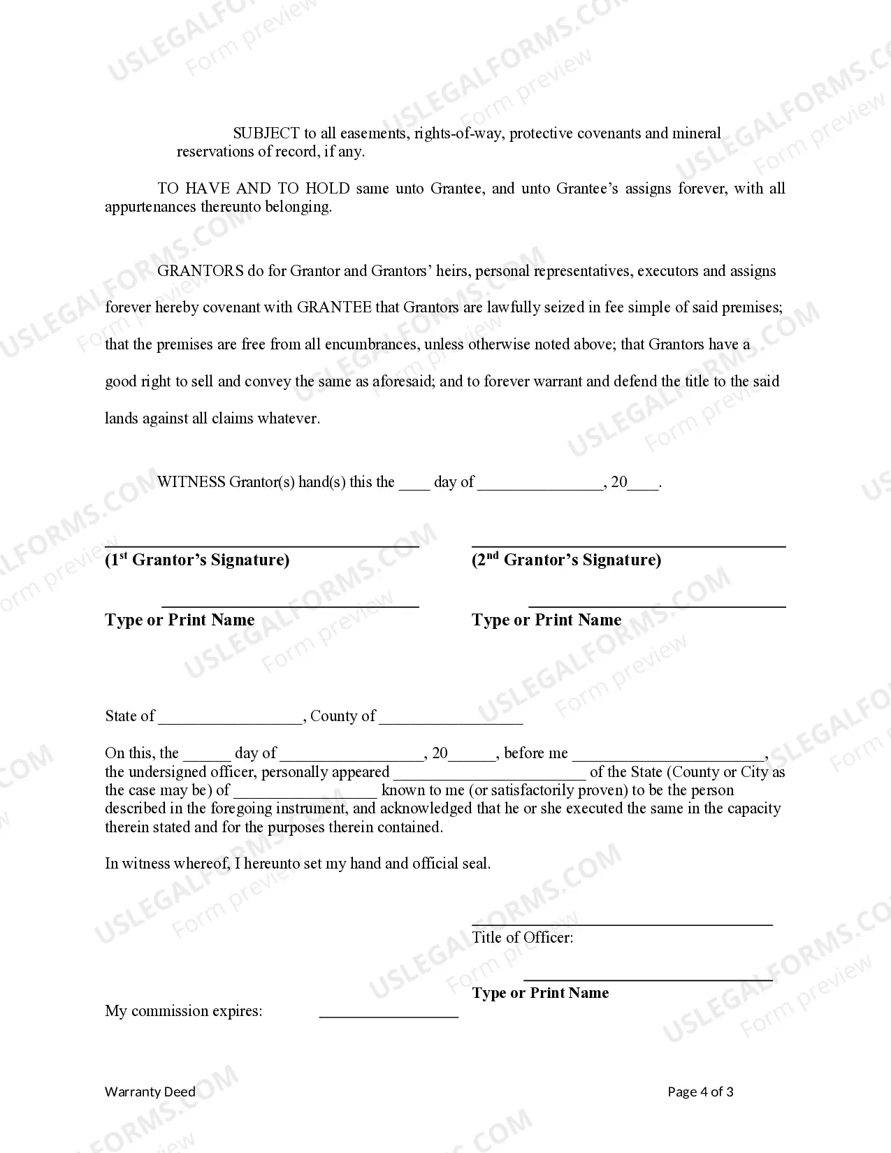 Preview Warranty Deed from Husband and Wife to LLC