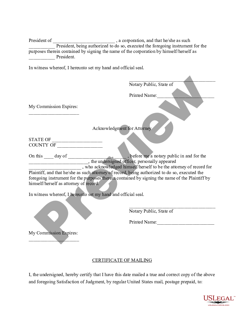 Pennsylvania Satisfaction of Judgment - Praecipe To Satisfy Judgment ...