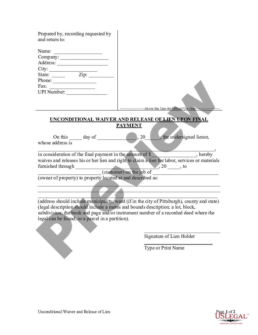 pennsylvania-unconditional-waiver-and-release-of-claim-of-lien-upon-final-payment-lien-waiver