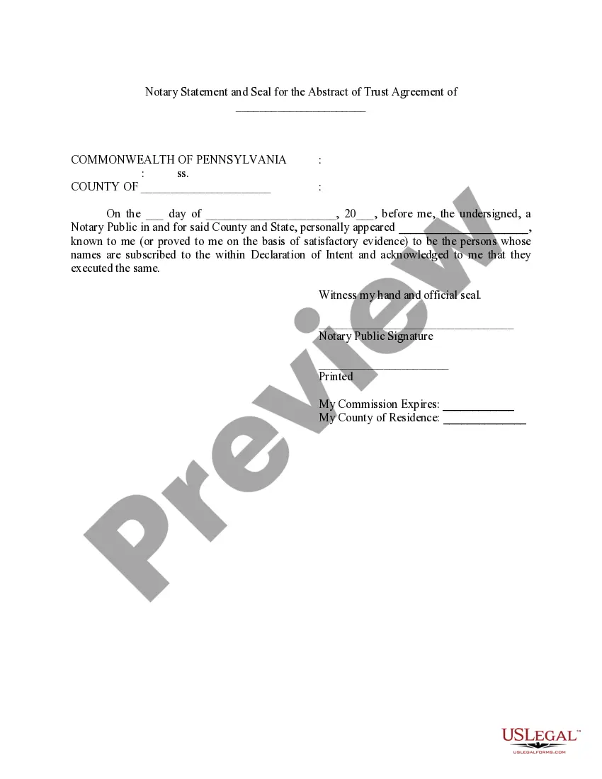 Preview Abstract of Trust Agreement