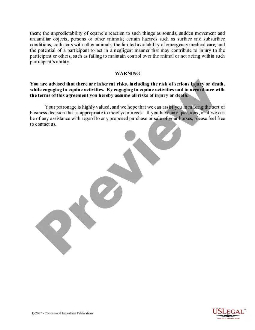 Preview Pre-Purchase Recommendations - Horse Equine Forms