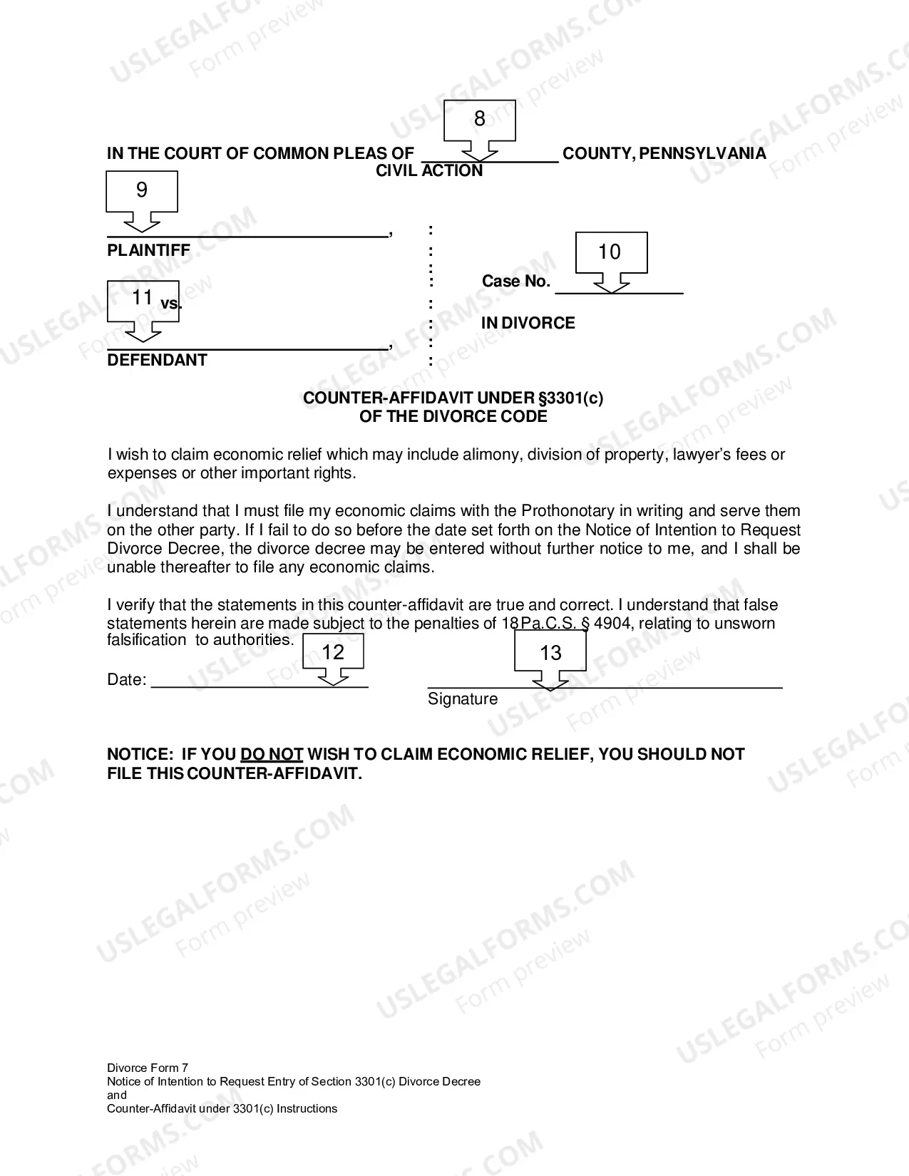 Preview Complaint in Divorce