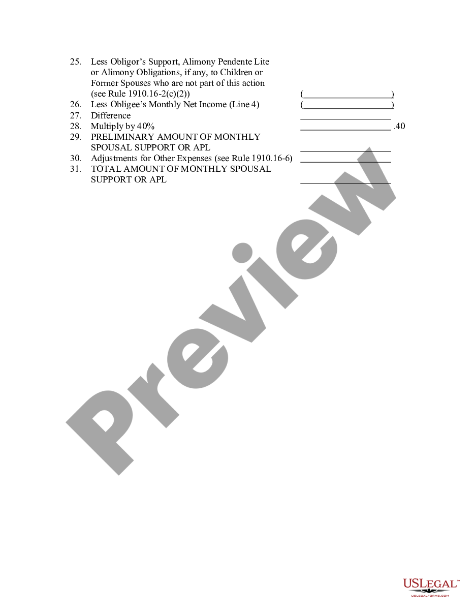 page 2 Child Support Guidelines Worksheet preview