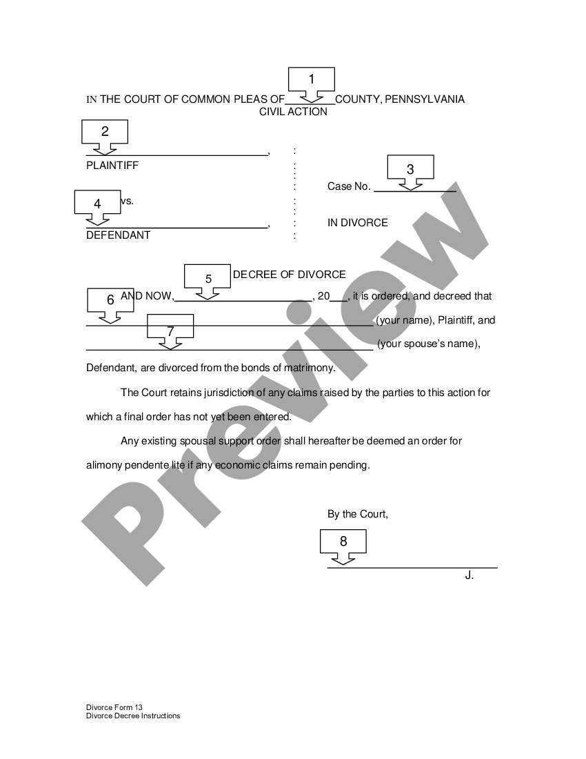 Pennsylvania Decree Of Divorce Divorce Decree US Legal Forms