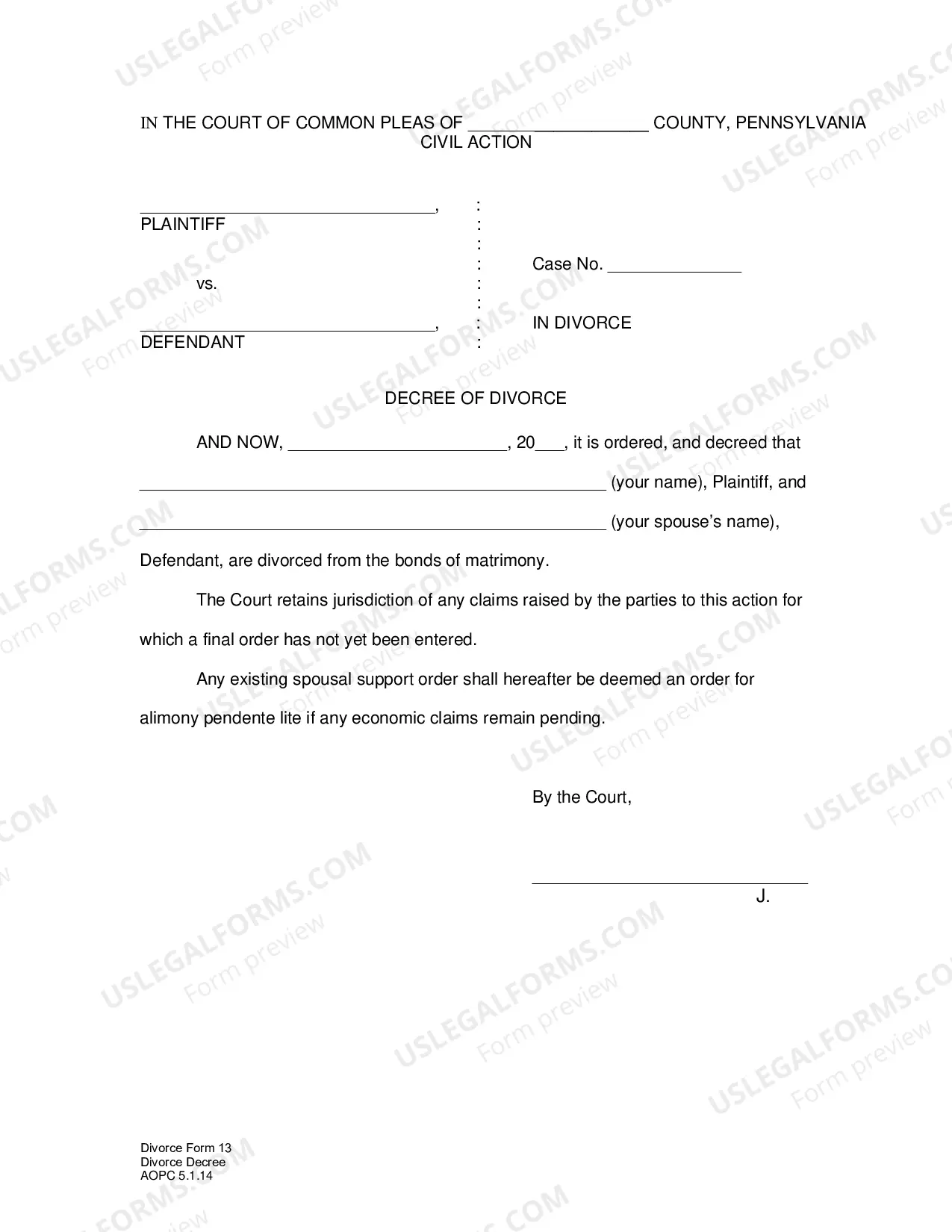 Preview Decree of Divorce