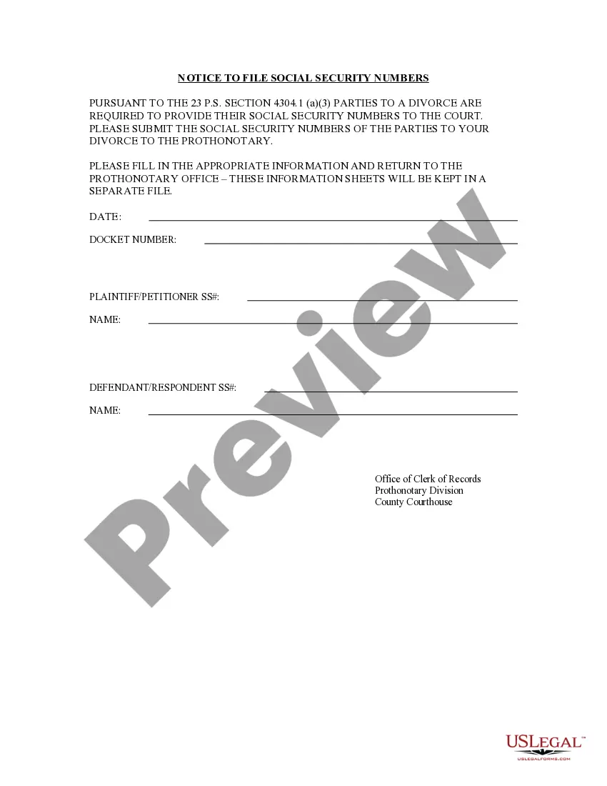 Preview Notice to File Social Security Numbers