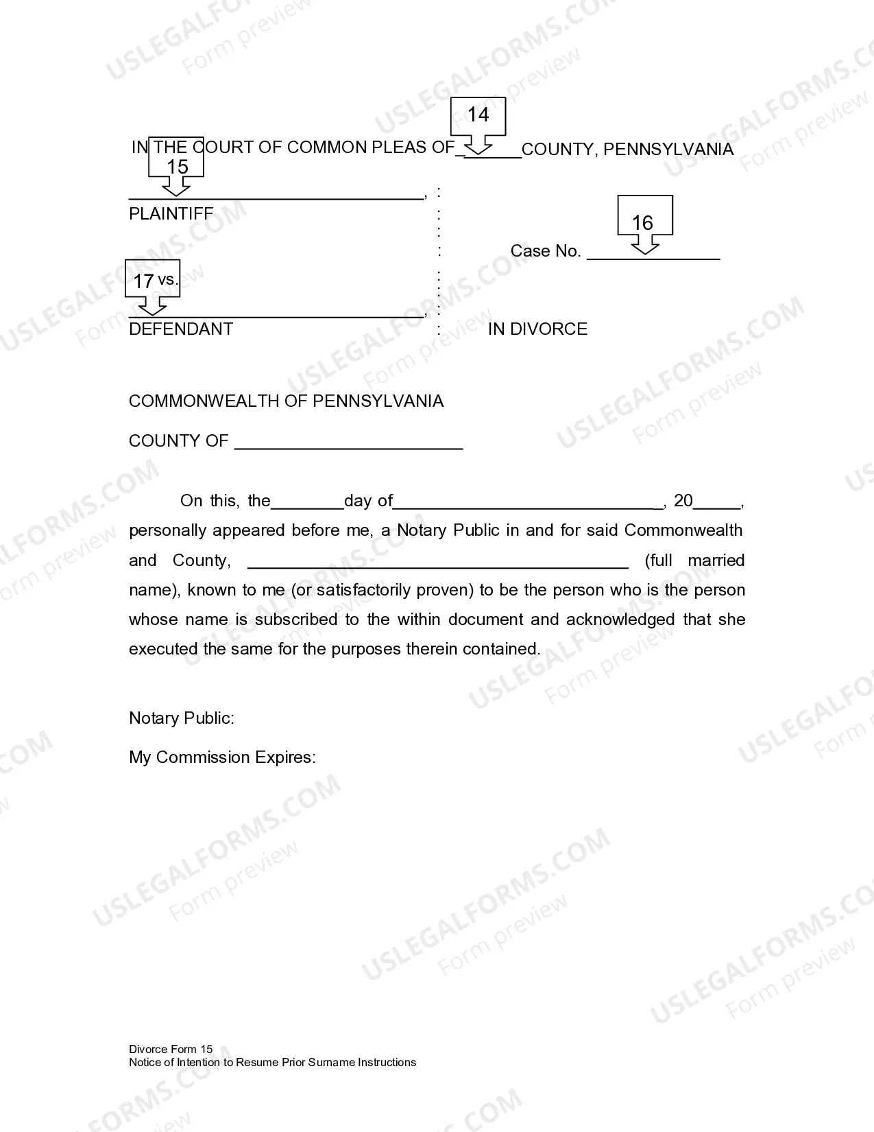 Preview Notice of Intention to Retake Prior Name