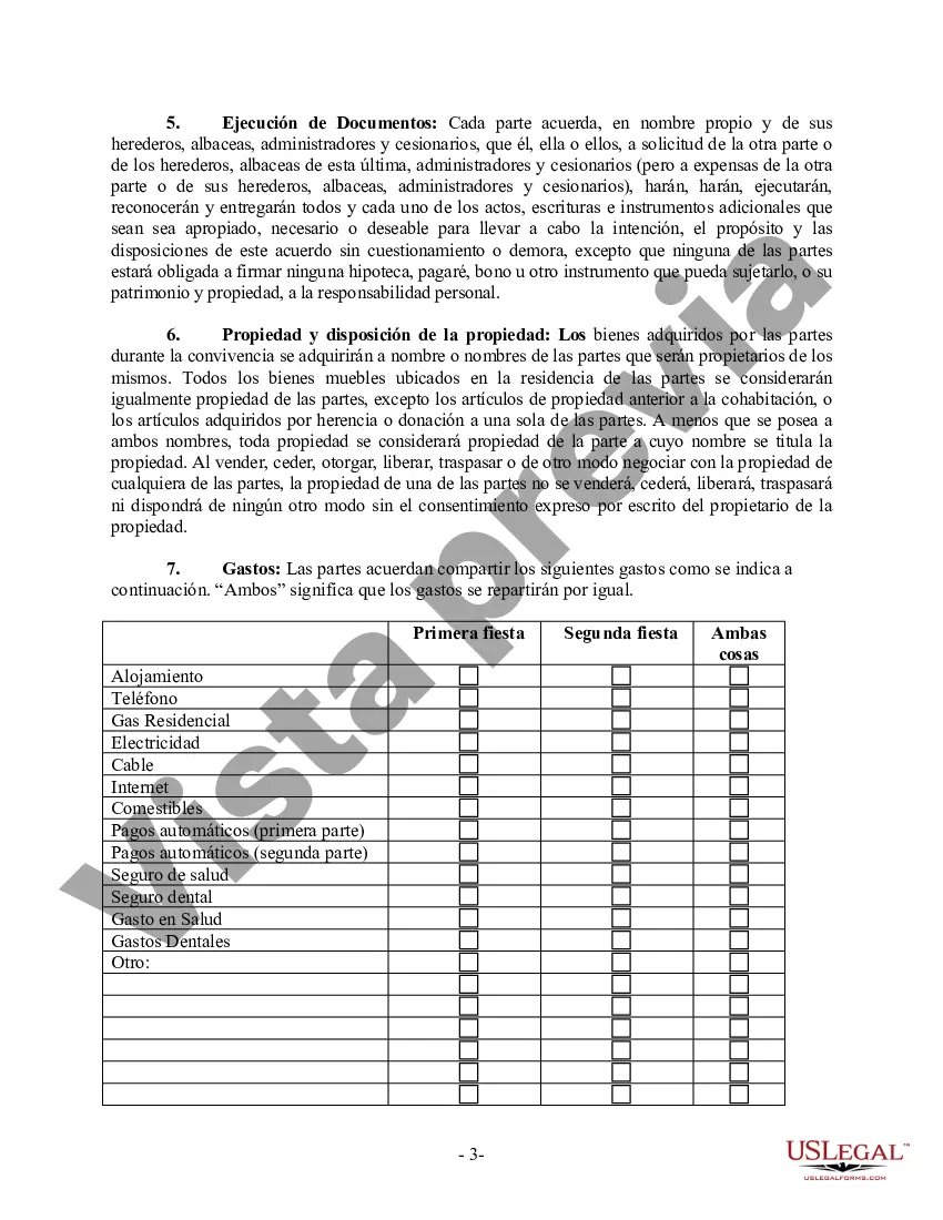 Preview Acuerdo de convivencia no marital de convivencia