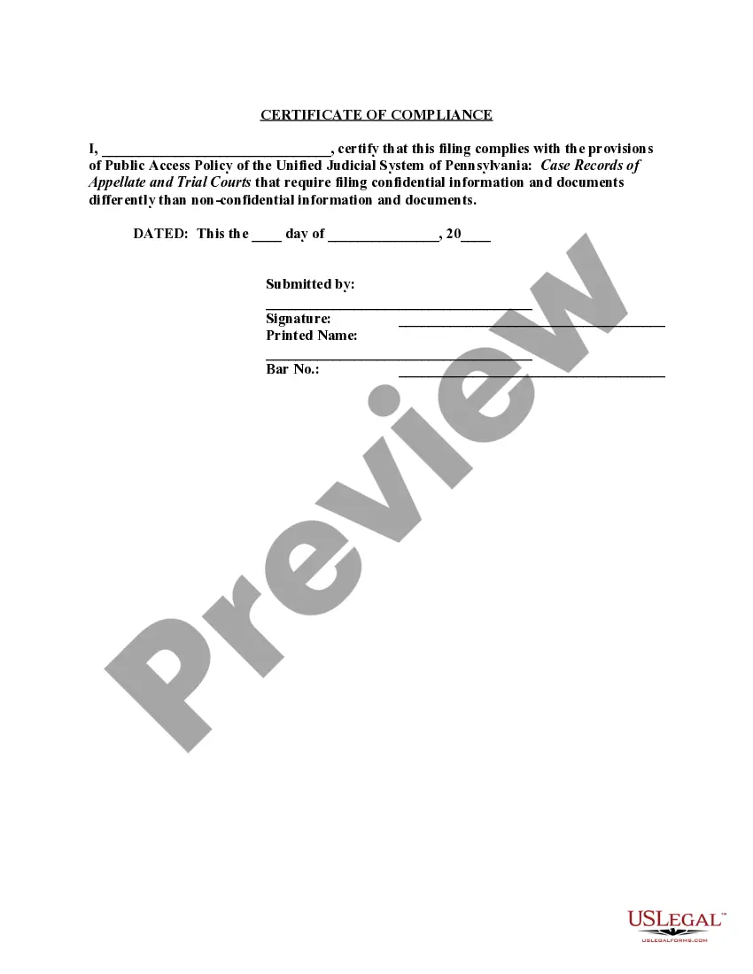 Preview Certificate of Service